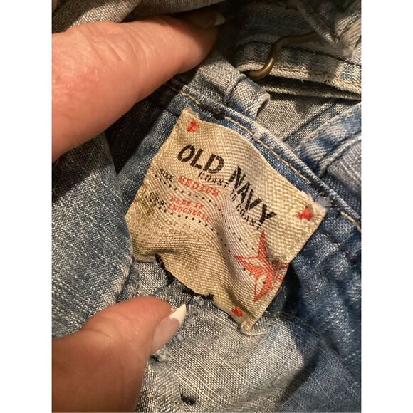 Old Navy Womens Denim Overall Skirt Skirtall Sz M Paisley Hem - Picture 8 of 8